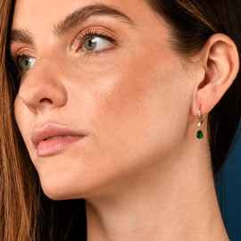 Zavana Small Drop Earrings for Women Teen Girls with Pear Shaped Stones, Dainty Silver or Gold Earrings with Clear and Colored Stones, Cute Drop Earrings with Leverback, Brass