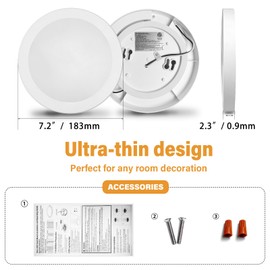 NOVELUX ETL Certified 7INCH Flush Mount LED Ceiling Light, Dimmable 5CCT Surface Mount Ceiling Light,15W 1200LM Flush Mount Led Light Fixture for Bathroom, Kitchen, Hallway, Closet-3Pack