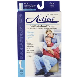 Activa Soft Fit 20-30 mmHg Knee High Closed Toe Stockings, Ivory, Large