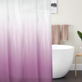 LEMON CLOUD Shower Curtain - Waterproof PEVA Shower Curtain, Windproof, Cold Resistant, with Weight Magnets at the Bottom, with Shower Curtain Rings, Gradient Purple, 72 x 72 Inch