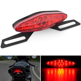 Nilight Motorcycle Tail Lights LED Brake Running Light with License Plate Bracket Dirt Bike Rear Lighting Compatible with Honda Yamaha Kawasaki Suzuki Chopper Turing Cruiser, Red