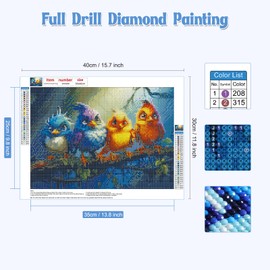 NAIMOER Vögel Diamond Painting Erwachsene, Tiere Diamant Painting Bilder, Diamond Painting Set Erwachsene Vögel Diamond Painting Kinder 5D Diamant Malerei für Home Wand Décor(30x40cm)