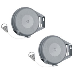 Magik 49 Ft Retractable Clothes Line Portable Hanging Dryer Adjustable Rope String (2 Pack, Silver)