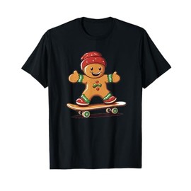 Cool Skater Gingerbread Man Costume for Skateboard Lovers T-Shirt