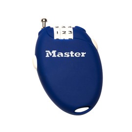 Master Lock 4603JADBLU Wire Lock, Dial Password Setting, Retract, Bicycle Lock, Bike Lock, Saddle Lock, Cable Thickness 0.08 inch (2 mm), Cable Length 0.2 ft (0.61 m), Anti-Theft, Blue