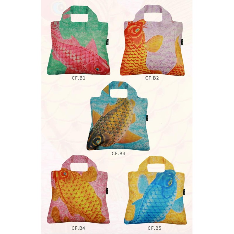 Envirosax Reusable Grocery Bags, Set of 5, Multicolored Jpanese Fish