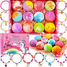Unicorn Bath Bombs with Surprise Toys Inside for Kids Girls 3 4 5 6 7 8 Years Old Birthday Gift for Girls Bath Bombs with Surprise Jewelry Inside for Kids Toddler Girl Birthday Christmas Easter Gifts