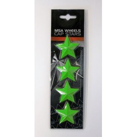 Set of 4 MSA Green Stars (Fits All MSA Wheel Caps Except M16)