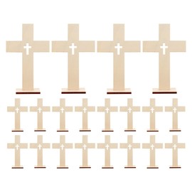MAGICLULU Unfinished Wood Cross Cutout, 20pcs DIY Blank Wood Cross Pieces Table Signs Easter Decoration for DIY Painting Drawing Art Crafts Projects