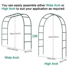 Hotop Wedding Garden Arch Trellis for Climbing Plants 7.8 ft Easily Assemble Metal Wedding Trellis Backdrop Stand with Iron Wires Shade Garden Arch for Outdoor Lawn Bridal Party Decoration(Dark Green)
