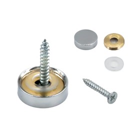 Boguish 4Pcs Mirror Screws, 18mm Caps Cover Nails Polished Stainless Steel Flat Head Decorative Screws