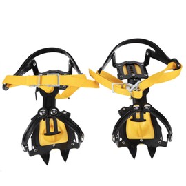 Ice Hiking Spikes, 1 Pair of Crampons with 10 Teeth, Strap Binding, Ice Grips, Non-Slip Cleats, Stud Grippers, Non-Slip Spikes, Ice Grippers, Ice Spikes for Hiking