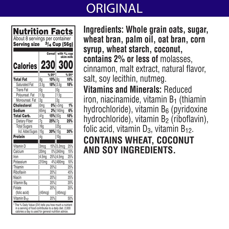 Kellogg's Cracklin' Oat Bran Breakfast Cereal, Family Breakfast, Fiber Cereal,