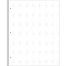 3-Hole Dotted Paper Refills, Letter Size Dot Grid Filler Paper, 100Sheets / 200Pages Loose-Leaf Paper, 100gsm White Paper, 8.5'' x 11''
