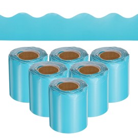 QUARKZMAN 6 Roll Bulletin Board Border, 196.8 Feet Wavy Border, Decorative Rolled Classroom Borders for Bulletin Board, Home, Classroom, Office Decoration, Blue