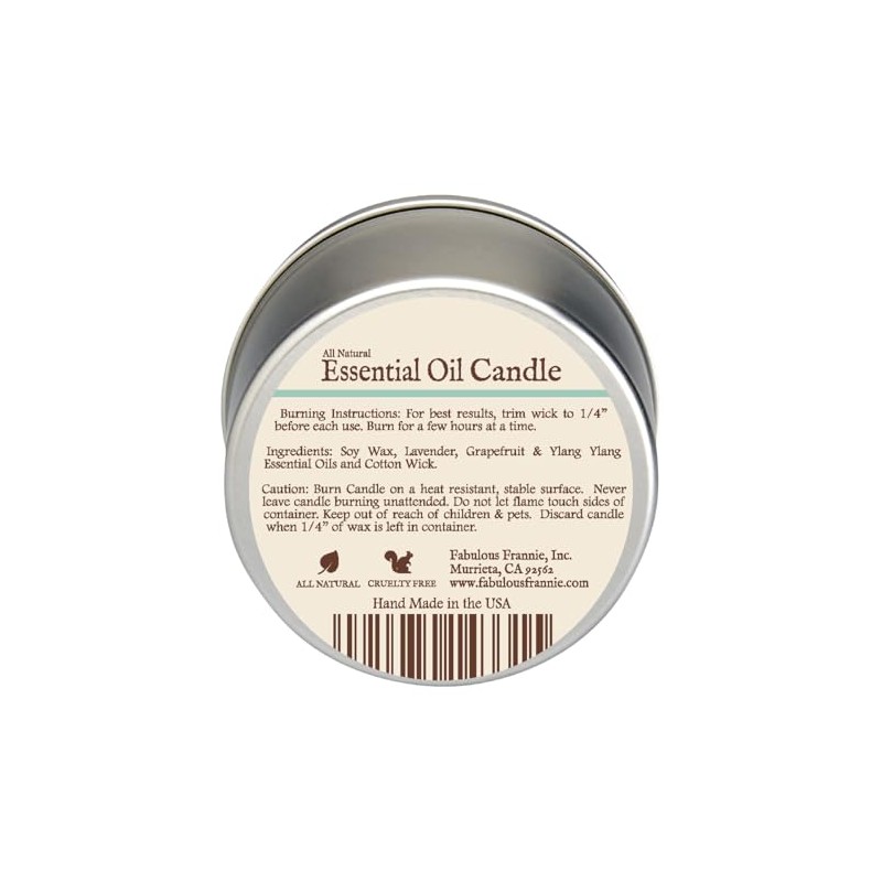 Fabulous Frannie De-Stress Aromatherapy All-Natural Soy Candles Cotton Wick High