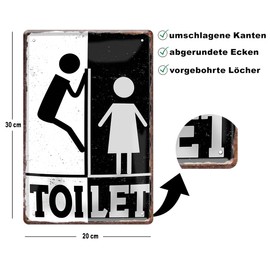schilderkreis24 Funny Toilet Sign "Man Woman" Decorative Hanging Sign Toilet Bathroom Toilet Bathroom Vintage Retro Gift Idea Birthday Christmas 20 x 30 cm