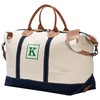 Personalization Universe Initial Weekender Embroidered Canvas Duffel Bag- Navy