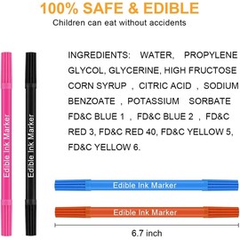 Rotuladores para colorear alimentos, 10 colores comestibles de doble cara con punta fina y gruesa, bolígrafos decorativos comestibles de grado alimenticio para decorar galletas, pasteles, fondant