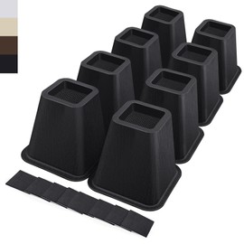 ANNKUT 6 Inch Heavy Duty Bed Risers, Furniture Risers for Desk, Chair, Table or Sofa, Couch Lift Risers, Supports up to 2200 lbs per Leg(8 Pack Black)