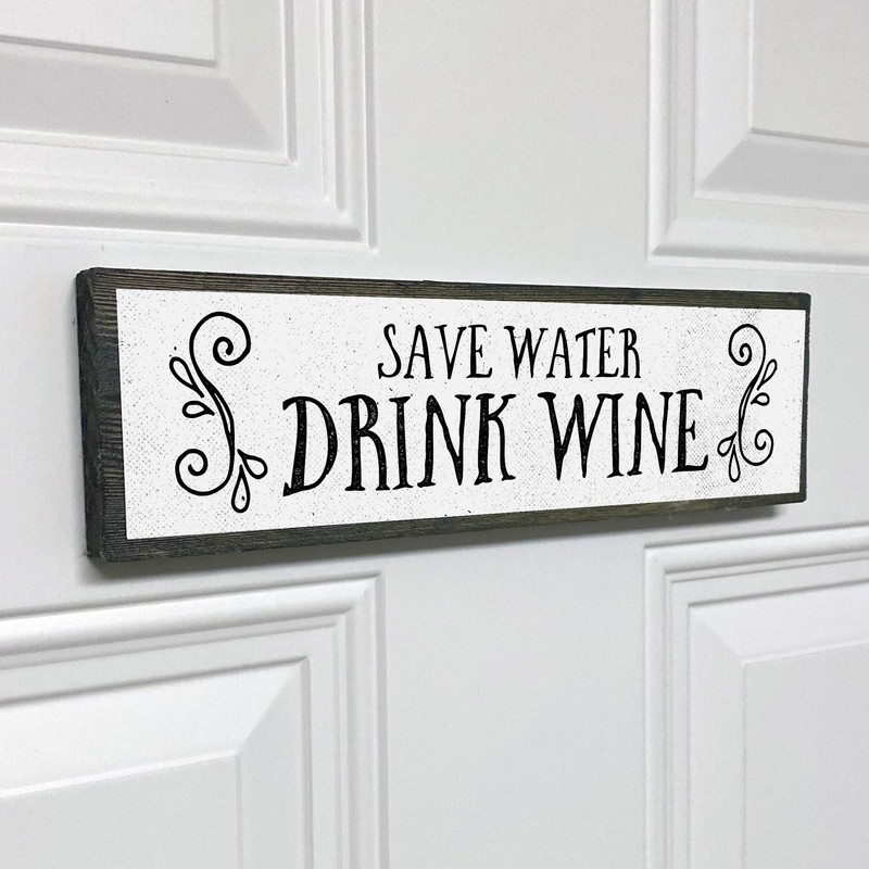Wine Wood Signs (Medium - Wood And Metal, Save Water