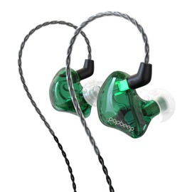 BASN Auriculares con monitor dentro del oído, controladores dinámicos duales en los oídos, auriculares desmontables MMCX, cable músicos, auriculares intraurales (BC100 verde, sin micrófono)