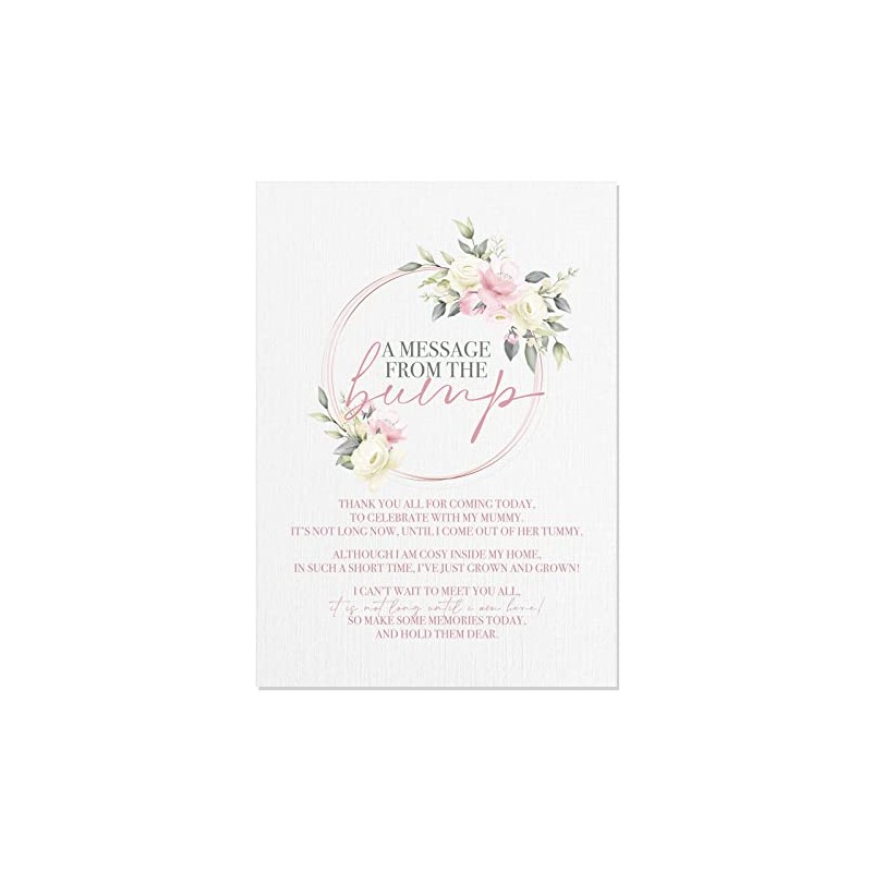 Pink Floral Baby Shower Table Sign - A Message From