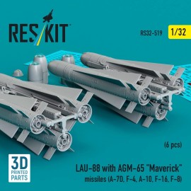Reskit 1/32 Reskit RS32-0519 LAU-88 with (2 pcs) AGM-65 "Maverick" missiles (6 pcs) (A-