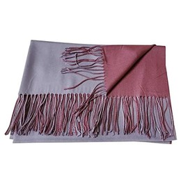 Foresters European Fashion Reversible Scarf for Women | Pure Cashmere Lightweight Reversible Cashmere Scarves/Shawls (Double-sided) with Box : Grey & Maroon