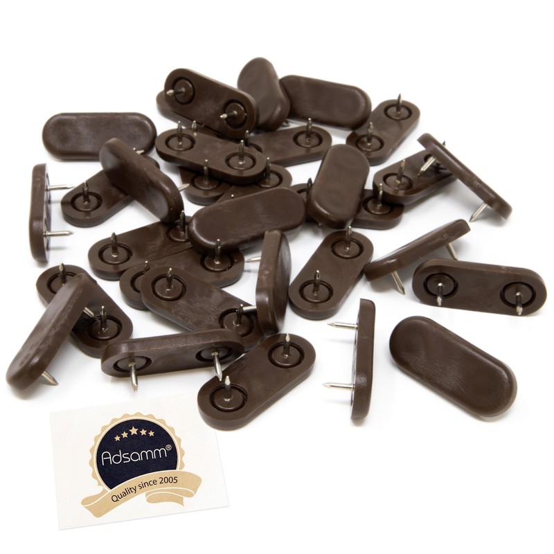 Adsamm® 32 x Plastic Gliders with 2 Nails / Brown