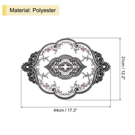 sourcing map Retro Lace Placemat 12x17-in Oval Embroidered Table Place Mats French Crochet Doilies Coasters Cup Mat for Home Wedding, Black