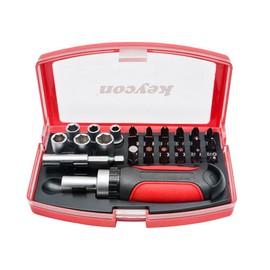 TopHomer 26 Packs Multi-Bit Ratcheting Screwdriver Set Tool Portable with Slotted Plum Hex, AD Rod for Bike Repairing Easy to Grip