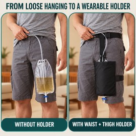 Black Urinary Drainage Bag Holder Pouch with Waist and Thigh Straps for External Collection Setup