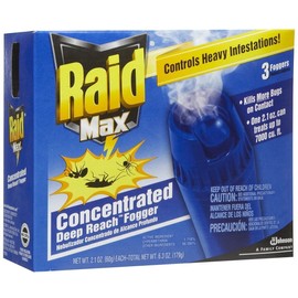 Raid Max Fogger, Insect Killer for Mosquito, Ant, Roach, Spider, Flea, for Indoor Use, 2.1 oz, 3 Count (Pack of 1)