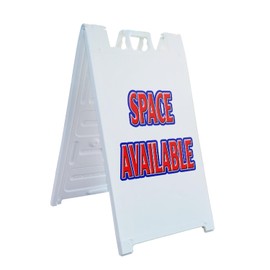 A-Frame Sidewalk Space Available 24" x 36" Double Sided A-Frame Sidewalk Sign, Includes 2 Plastic Inserts | Foldable Portable White Signicade Sandwich Board Signs