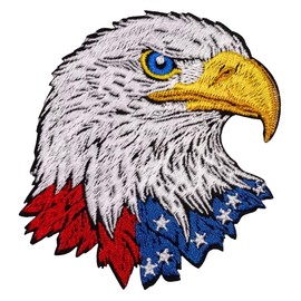 EMBRO BOF Patriotic Eagle Patch – 3 inches, Courageous Eagle Iron On Patch – Embroidered Patriot Patches for Jackets