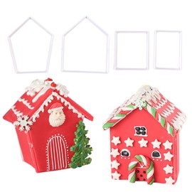 Gingerbread House Cookie Cutter Set, 3D Plastic Mini Christmas House Cookie Cutter Kit, Christmas House Biscuit Cookie Mold DIY Baking Tools
