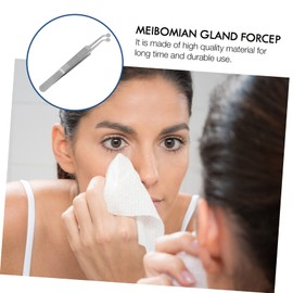 DECHOUS Stainless Steel Eyelid Massage Tool Meibomian Gland Forcep with Round Tip Rust Resistant Forceps for Eyelid Blockage Unblocking and Physiotherapy Use