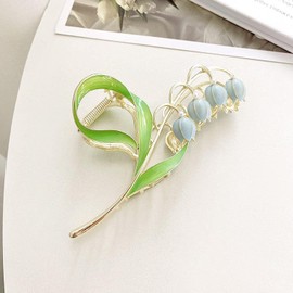 2pcs Lily of The Valley Flower Hair Clips, Lily Flower Jaw Orchid Hair Clamps,Flower Metal Hairpin, Clamp Hair Styling Hair Accessories for Thick Thin Hair, Women