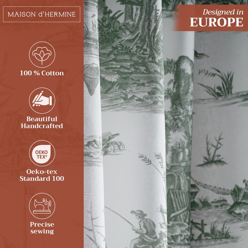 Maison d' Hermine Curtains for Living Room 100% Cotton 108