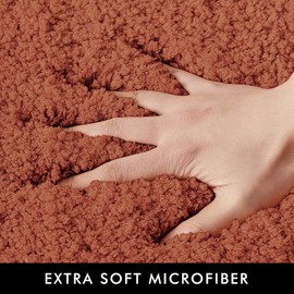 MIULEE Rust Microfiber Toilet Bath Mat U-Shaped Contour Shaggy Rugs Non Slip Extra Thick Soft Absorbent Water for Bathroom Commode Machine Washable(20x20 Inch)