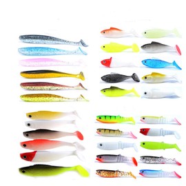 East Rain - anzuelo de plástico suave multicolor de fácil brillo 3D para señuelo de pesca, suspensión y hundimiento suave para bajo (32 unidades de 4 unidades, 4 tipos de señuelos blandos/multicolor)