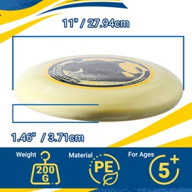 WHAM-O Frisbee Heavyweight, 11 Inch Flying Disc for Adults, Durable Stable Perfect for Long Distance and Strong Winds Outdoor Activities Beach Sports, 200g – Yellow