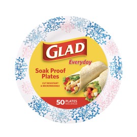 Glad Round Disposable Paper Plates for All Occasions | Soak/Cut Proof, Microwaveable Heavy Duty Disposable 8.5" Diameter, 50 Count Bulk Plates, Pink Hydrangea
