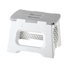 Vigar Compact Step Stool Foldable, 9-inch Step Stools for Adults up to 330 Pound, Lightweight Stool, Non-Slip Folding Step Stool, Gray