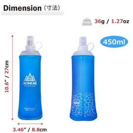 Azarxis TPU Foldable Soft Flask, BPA-Free Hydration Bottles, Water Bottle, for Backpack, Bicycle, Climbing, Sports (450 ml, Pack of 2)