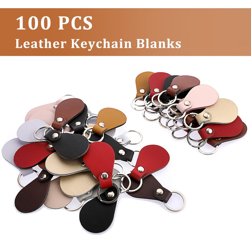 BTSKY 100 Pcs PU Leather Key Fob Kit - 10