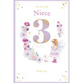 Niece 3rd Birthday Card Age 3 Dandelion Fairy 9" x 6" Lovely Verse