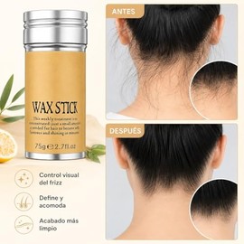 Wax Stick Barra de Cera para Cabello 75g Control Anti Frizz y Baby Hair + Peine Profesional Cola de Rata Metálico para Peinado