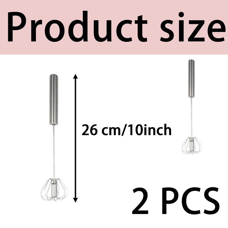 2 PCS Hand Push Whisk Egg Blender Semi Auto Rotating